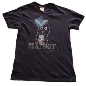 True Vintage Men's Medium Penguin Wearing Hat Playboy Graphic Short Sleeve Shirt